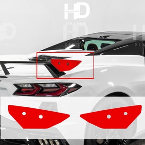 HDUSA Fits 2020-2024 Chevy Corvette C8 Wing Rear Spoiler Side C8R Red Yellow Black Out Fang Accent Vinyl Overlay Decal 2020 2021 2022 2023