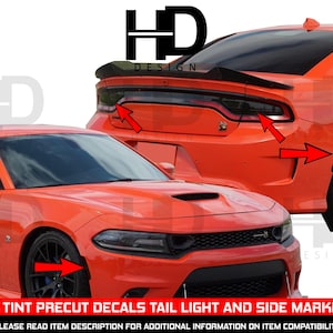 HDUSA Fits Dodge Charger 2015-2023 Tail Light Front Rear Side Markers Dark Blacked Decals Vinyl Tint Overlay 2016 2018 2019 2020 2021 22022