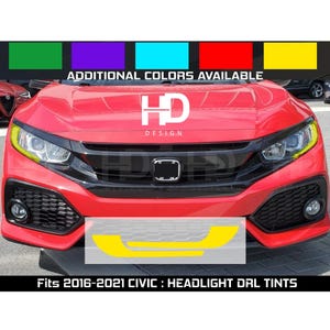 HDUSA Head Light DRL Yellow Precut Dark Vinyl Tint Overlay 2016 2017 2018 2019 2020 2021 Fits Honda Civic Sedan Coupe Hatchback Daytime