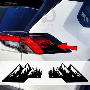 HDUSA Fits RAV4 2019-2025 Tail Light Side Topper Decals Mountain Tree Vinyl Matte or Gloss Black 2 Sets PreCut 2019 2020 2021 2022 2023