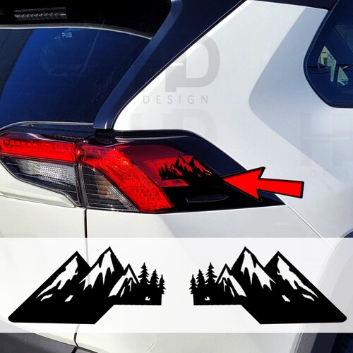 Mountain Decal Sticker For Toyota RAV4 2019-2024 - White Vinyl Rear Badge Graphic (2"x5")