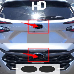 HDUSA Fits Crosstrek 2024 2025 Hatchback Front Dark Tint Precut Oval Blacked Decals Vinyl Tint Overlay 2024 Compatible to Emblem
