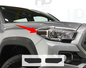 HDUSA Headlight Amber Delete Dark Tint Kit Decals Front Side Markers for 3RD GEN Toyota Tacoma (2016-2022) Off-Road 2017 2018 2019 2020 2021