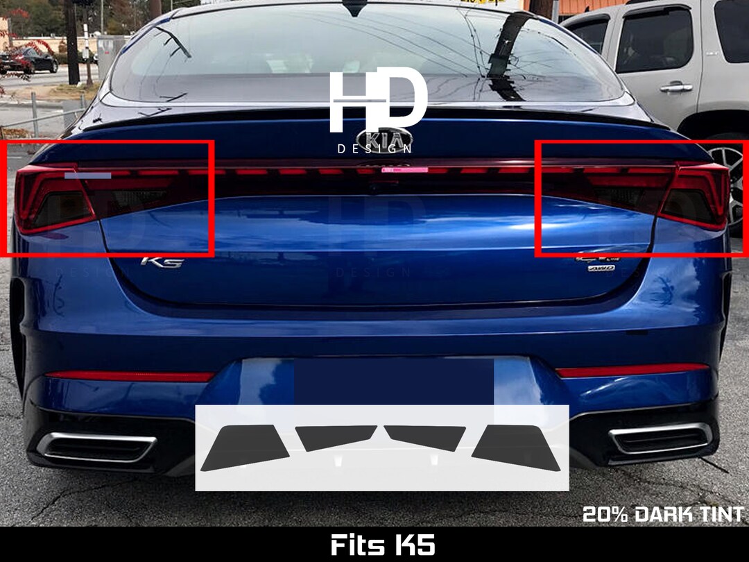 FOR 21-24 Kia K5 Tail Light &amp; Rear Reflector SMOKE Precut Vinyl Tint Overlays