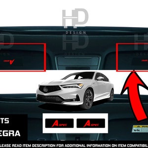 HDUSA For Acura Integra 2023-2025 ASPEC Front Sun Visor Delete Warning Decals Matte Black Out Overlay Decals Set 2023 2024 Accessories