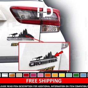 HDUSA Dinosaur Mountain Top of Rear Emblem Vinyl Decal Car Badge Accessory Blackout Overlay TRex Custom Mod Fits Subaru Crosstrek 2018-2023
