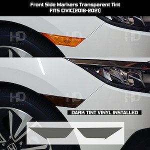 HDUSA Front Side Markers Precut Dark Tint Vinyl Red Tint Overlay Fits Civic Sedan Coupe Hatchback 2016 2017 2018 2019 2020 2021