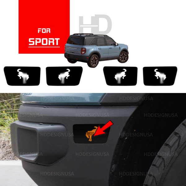 HDUSA Fits Bronco SPORT Horse Side Marker Decal Set Exterior Customization Mod Vinyl Decal Overlay Delete Pack of 4 2021 2022 2023 2024