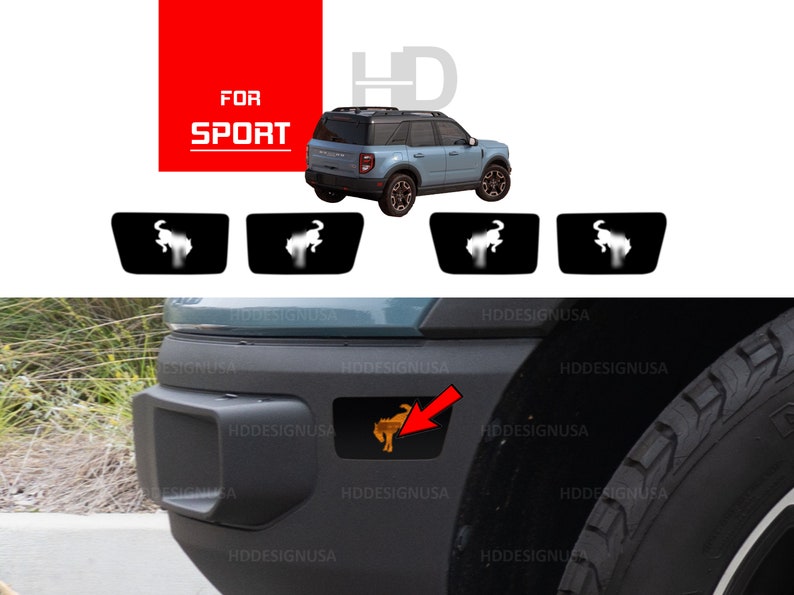 HDUSA Fits Bronco SPORT Horse Side Marker Decal Set Exterior Customization Mod Vinyl Decal Overlay Delete Pack of 4 2021 2022 2023 2024 image 1