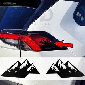HDUSA Fits RAV4 2019-2025 Tail Light Side Topper Decals Mountains Vinyl Matte or Gloss Black 2 Sets PreCut 2019 2020 2021 2022 2023 2024
