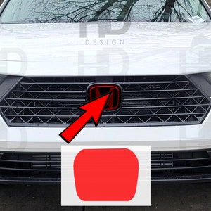 HDUSA Fits 2023-2025 Honda Accord Front Emblem Decal Precut Red Yellow Dark Blacked Out Vinyl Tint Overlay Accessory 2023 2024 2025