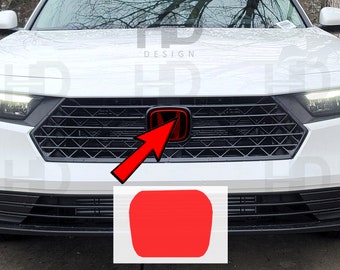 HDUSA Fits 2023-2026 Honda Accord Front Emblem Decal Precut Red Yellow Dark Blacked Out Vinyl Tint Overlay Accessory 2023 2024 2025