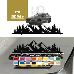 HDUSA Mountain Trees Top of Rear Emblem Vinyl Decal Car Badge Accessory Custom Offroad Mod Blackout Overlay Fits Subaru Crosstrek 2024+