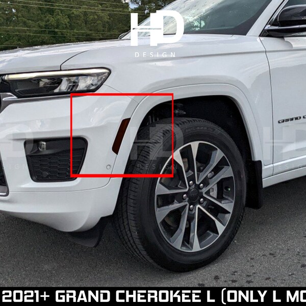 HDUSA Fits 2021-2024 Jeep Grand Cherokee L Side Markers Front Overlay Precut Dark Blacked Vinyl Tint Overlay 2021 2022