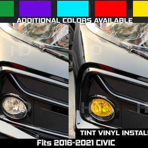 HDUSA 2017-2021 Fits Honda Civic Hatchback Fog Light Yellow Precut Dark Vinyl Tint Overlay 2017 2018 2019 2020 2021