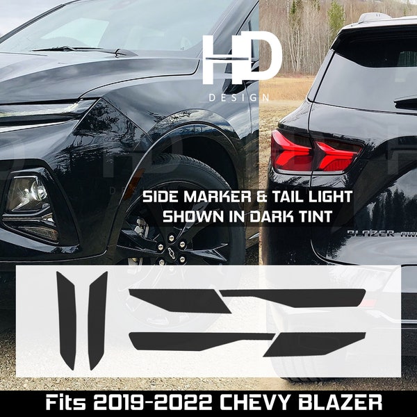 HDUSA Fits Chevy Blazer 2019-2022 Tail Light and Side Markers Precut Dark Vinyl Tint Decals Transparent Overlay 2020 2021 2022 Front