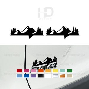 HDUSA Fits RAV4 2019-2025 Mountain Slope Trees Vinyl Decals on Top of Emblem Rear Car Badge 2 Decals Set For 2019 2020 2021 2022 2023 2024