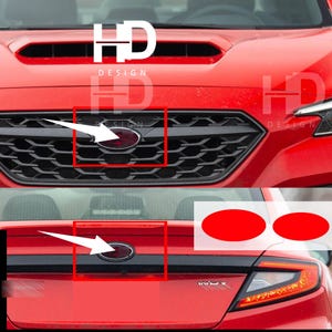 HDUSA Fits 2022-2025 Subaru Wrx Front Red Precut Decals Dark Blacked out Vinyl Tint Overlay 2022 2023 2024 Compatible to Emblem