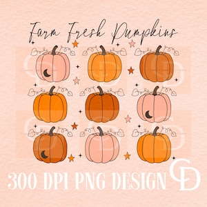 Diseño de sublimación PNG de calabazas frescas de granja, sublimación de calabaza, png de otoño, diseños de otoño, png de moda, sublimación de png de otoño, png de otoño retro