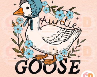 Auntie Goose PNG: Vintage Floral Design (Digital Download)