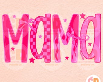 Hot Pink Mama PNG, Retro Checkered Design (Digital Download)