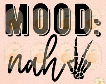 Mood: Nah Skull Hand PNG - Grunge Rocker Design (Digital Download)