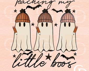 Fantasma dell'insegnante autunnale PNG: sublimazione retrò di Halloween (download digitale)