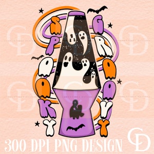 Retro Spooky Ghost Lava Lamp PNG: Halloween Sublimation Design (Digital Download)