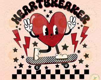 Heartbreaker Valentine PNG: Retro Skater Boy Design (Digital Download)