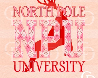 North Pole Universität PNG: Retro Weihnachtsdesign (Digitaler Download)