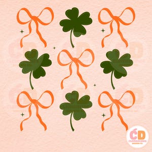 Coquette St. Patrick’s Day PNG: Clover & Bow Design (Digital Download)