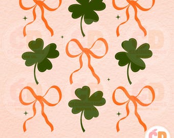 Coquette St. Patrick’s Day PNG: Clover & Bow Design (Digital Download)