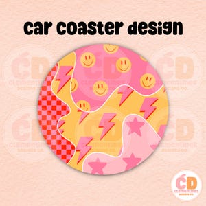 Diseño PNG de posavasos de coche retro: Sublimación genial (descarga digital)