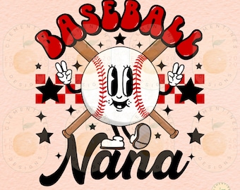 Retro Baseball Nana PNG: Sublimation Design (Digital Download)