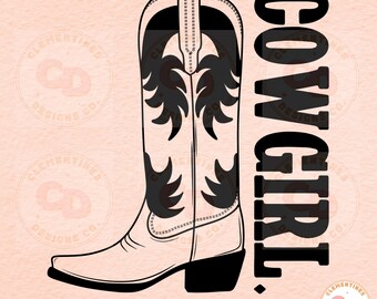Retro Cowgirl Boots PNG, Western Sublimation Design (Digital Download)