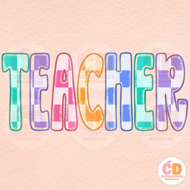 Teacher PNG- Trendy Teaching Design, School png (Digital Download) image 1