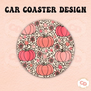 Fall Pumpkin Car Coaster PNG Design,Sublimation Design,Car coaster sublimation,Coaster designs,Trendy png,Sublimation png,Coaster png