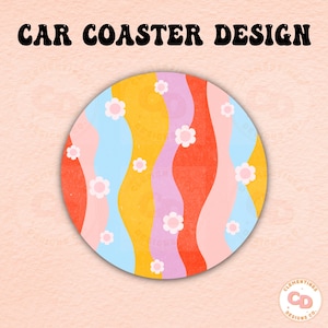Posavasos para coche con diseño PNG de flores: Sublimación (Descarga digital)