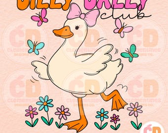 Dilly Dally Club Goose PNG: Girly Preppy Design (Digital Download)
