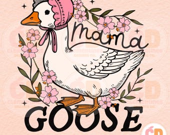Mama Goose PNG: Vintage Floral Design (Digital Download)