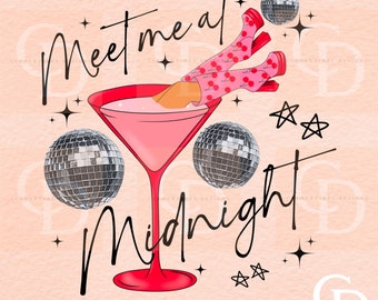 Meet Me At Midnight PNG: New Year Disco Ball Design (Digital Download)