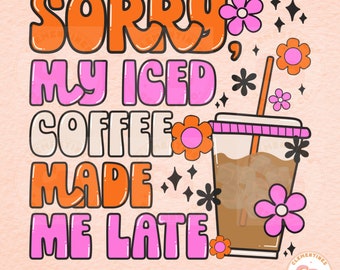 Imagen PNG de café helado, diseño de camiseta retro de verano (descarga digital)