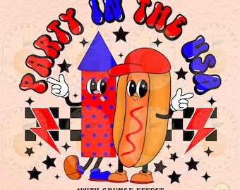 PNG de fiesta en EE. UU.: Sublimación retro del 4 de julio (descarga digital)