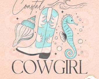 Kustcowgirl PNG, retro westerndesign (digital nedladdning)