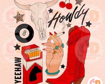 Edgy Cowgirl Design: Retro Western PNG (Digital Download)