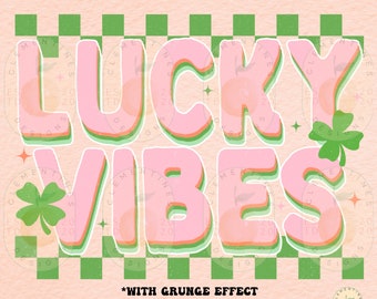Lucky Vibes PNG: Retro St. Patrick's Day Design (Digitaler Download)
