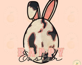 Cowhide Easter Bunny PNG: Western Easter Design (Digital Download)