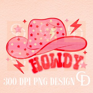 Howdy Western Cowboy Hat PNG: Retro Sublimation Design (Digital Download)
