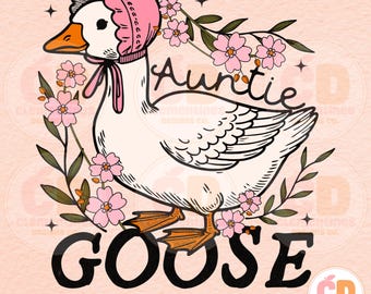 Auntie Goose PNG: Vintage Floral Goose Digital Download