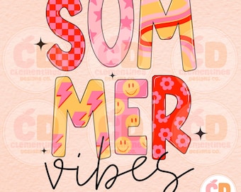 Summer Vibes PNG: Retro Graphic Design (Digital Download)